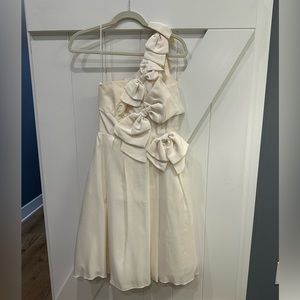 Ivory Silk One Shoulder Dress Size 4